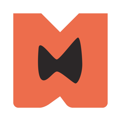 Mad Minds logo: an orange M with a dark bow tie